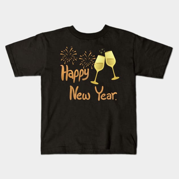 Happy New Year Kids T-Shirt by Aldrvnd